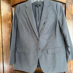 Talbots Plus | Women's Wool Blend Grey 2 Button Blazer (Size 12W)